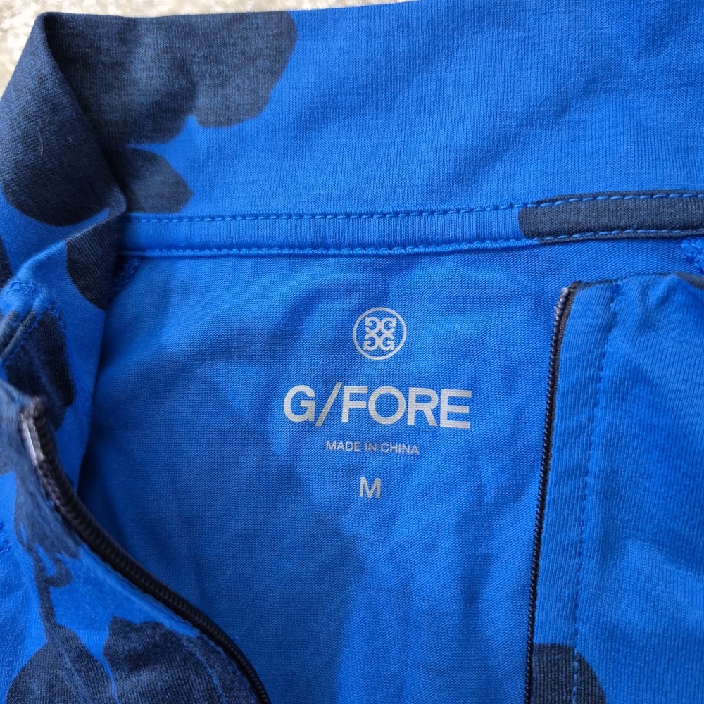 G/Fore Tonal Floral Luxe Top Mens Medium Blue 1/4 Zip Shirt Stretch Golf Outdoor - Picture 4 of 9